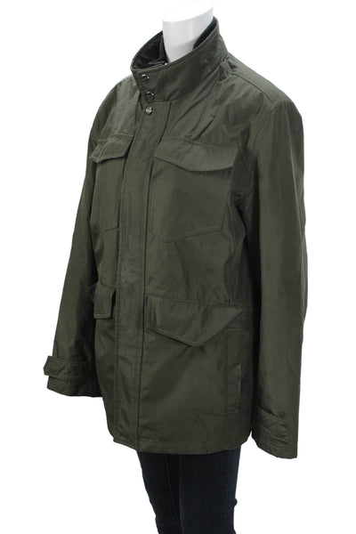 Marc New York Mens Military Jacket Green Polyester Button Size S