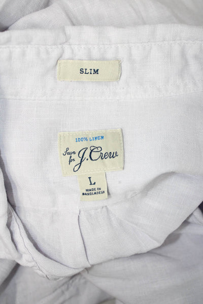 J Crew Mens Linen Slim Fit Button Down Shirt Lavender Size Large