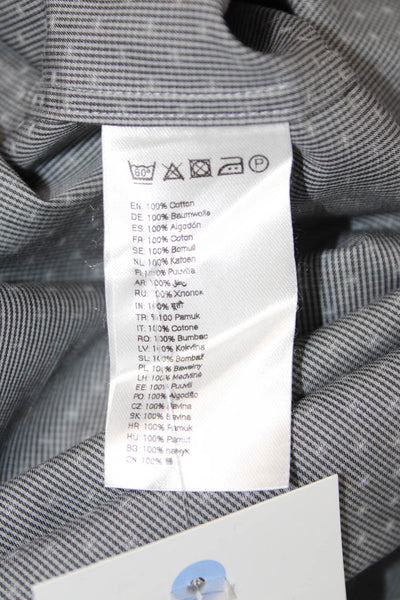 Eton Mens Spread Dress Shirt Gray Cotton Geometric Standard Cuff Size 15