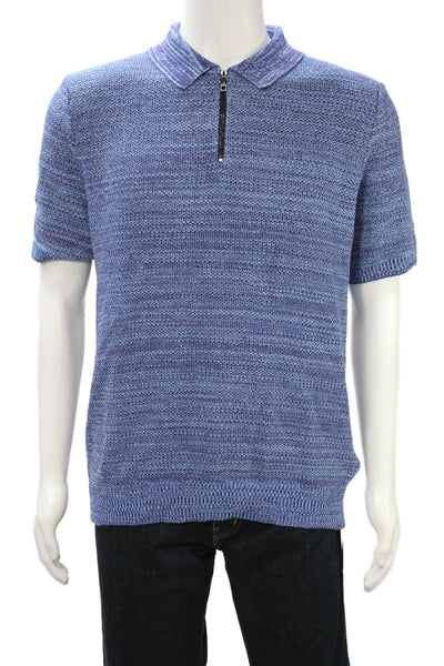Ted Baker London Mens Collared Zip Polo Short Sleeve Blue Size 4XL