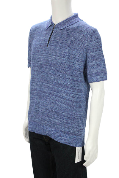Ted Baker London Mens Collared Zip Polo Short Sleeve Blue Size 4XL