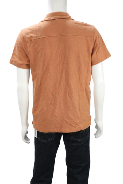 J Crew Mens Short Sleeves Button Down Shirt Orange Cotton Size Medium