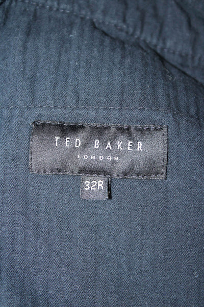 Ted Baker London Mens Chino Shorts Blue Linen Modal Size 32
