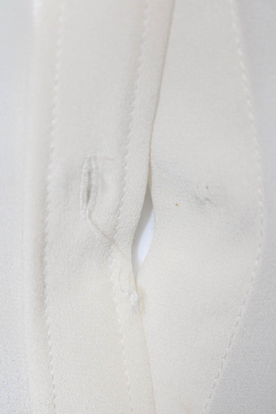 Zara Woman Womens Collared Silk Button Up Blouse Beige Long Sleeve Size XS