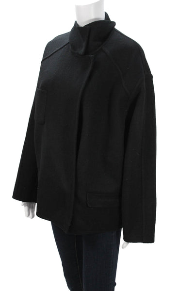 IRO Womens Designer Black Wool High Neck Long Sleeve Coat Size 38