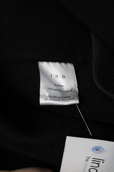 IRO Womens Designer Black Wool High Neck Long Sleeve Coat Size 38