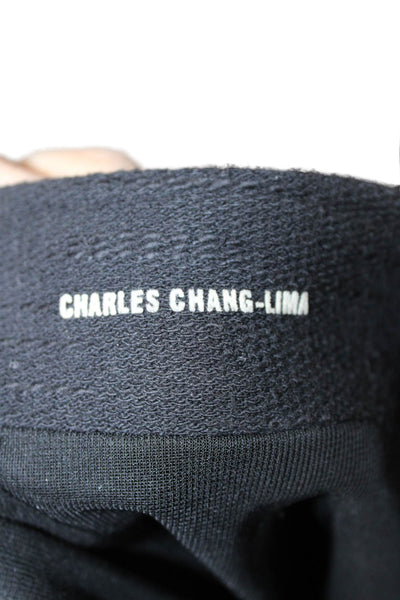 Charles Chang-Lima Womens Black Wool Blend Button Mock Neck Jacket Size 6