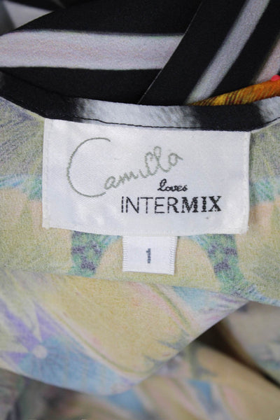 Camilla Loves Intermix Women Maxi Slip Dress Black Animal Print V Neck Size 1