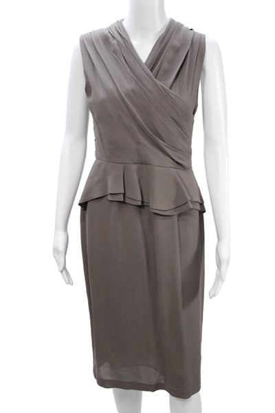 3.1 Phillip Lim Womens Sheath Wrap Dress Gray Silk Mid Calf Hook & Eye Size 6