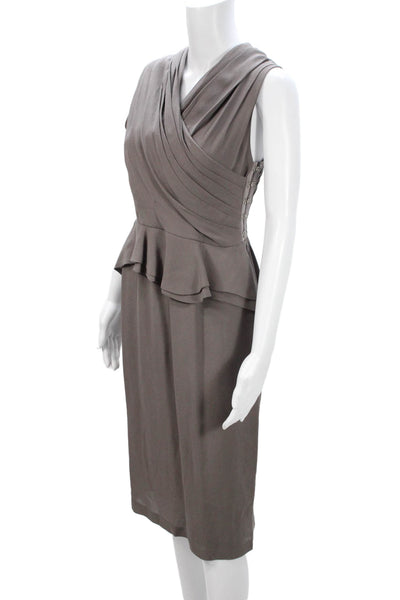 3.1 Phillip Lim Womens Sheath Wrap Dress Gray Silk Mid Calf Hook & Eye Size 6