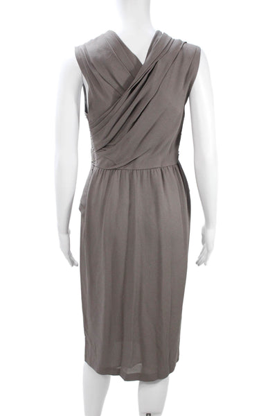 3.1 Phillip Lim Womens Sheath Wrap Dress Gray Silk Mid Calf Hook & Eye Size 6