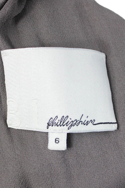 3.1 Phillip Lim Womens Sheath Wrap Dress Gray Silk Mid Calf Hook & Eye Size 6