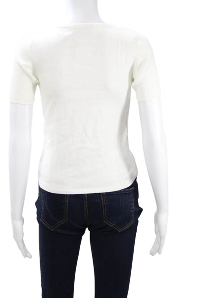 Salvatore Ferragamo Womens Basic White T-Shirt Round Neck Short Sleeve Size S