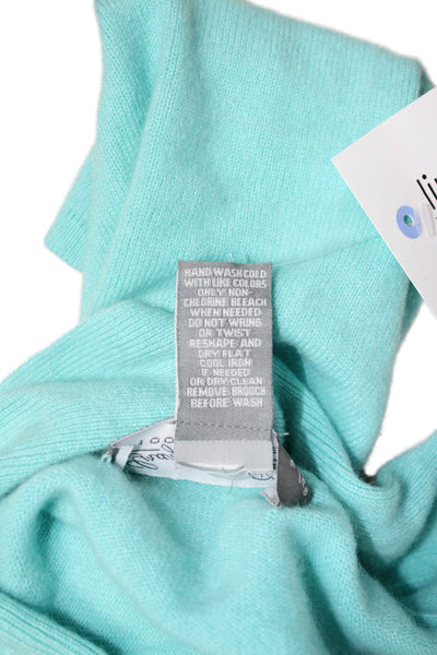 Grayson & Dunn Women Light Blue Cashmere Mock Neck Pullover 3/4 Sleeve Size PM