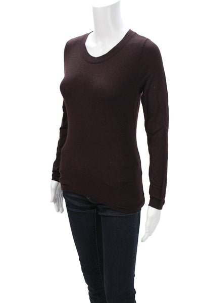 Rene Lezard Women Basic Brown Long Sleeve T-Shirt Size 38