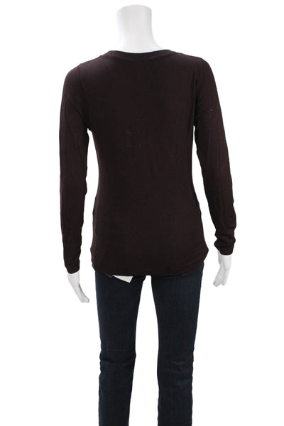 Rene Lezard Women Basic Brown Long Sleeve T-Shirt Size 38