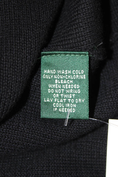 Lauren Ralph Lauren Womens Designer Black Cotton High Neck Button Jacket Size M
