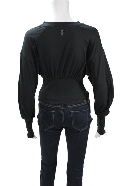FP Movement Womens Full-zip Sweatshirt Black Long Sleeve Crew Size XS