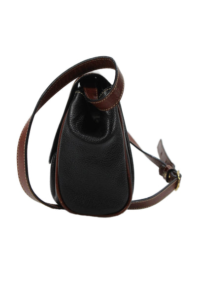 Bally Womens Two-Toned Leather Foldover Shoulder Bag Black