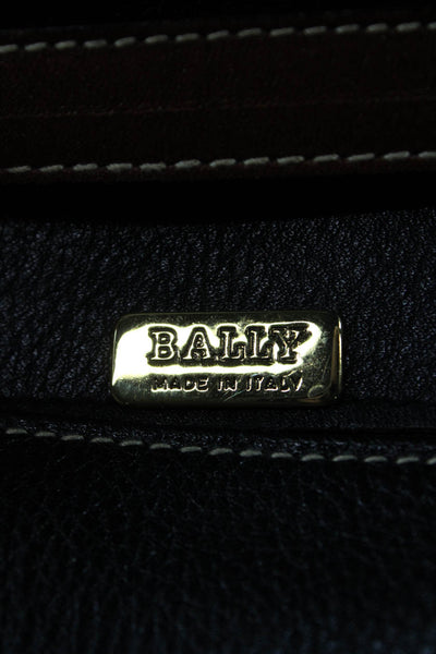 Bally Womens Two-Toned Leather Foldover Shoulder Bag Black