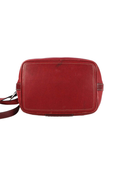 Gold Pfeil Womens Leather Monochromatic Bucket Bag Red
