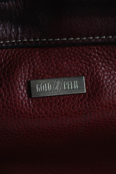 Gold Pfeil Womens Leather Monochromatic Bucket Bag Red