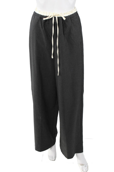 Zara Womens Dress Pants Dark Gray Striped Drawstring Polyester Size S