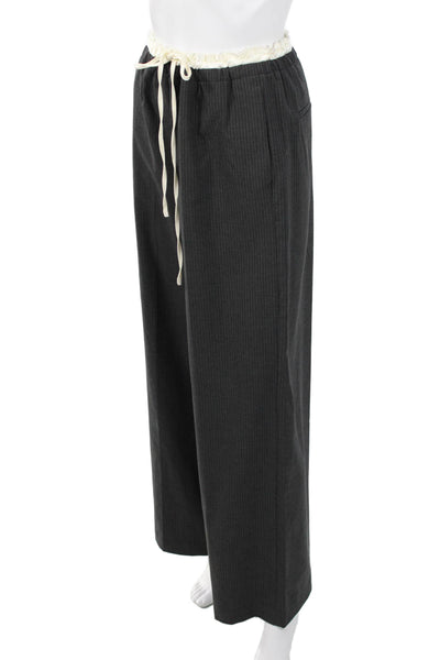 Zara Womens Dress Pants Dark Gray Striped Drawstring Polyester Size S