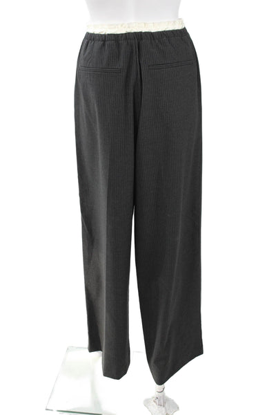 Zara Womens Dress Pants Dark Gray Striped Drawstring Polyester Size S