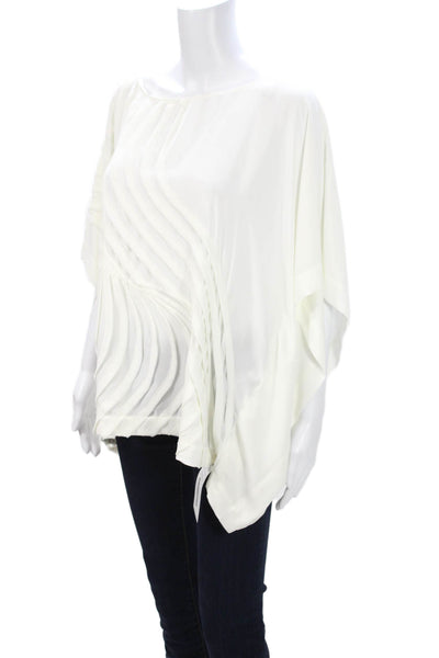 Josie Natori Women White Polyester Short Sleeve Round Neck Blouse Size S