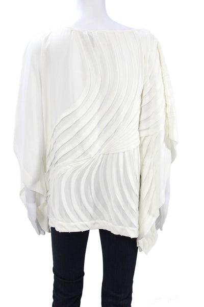 Josie Natori Women White Polyester Short Sleeve Round Neck Blouse Size S