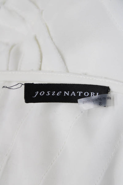 Josie Natori Women White Polyester Short Sleeve Round Neck Blouse Size S