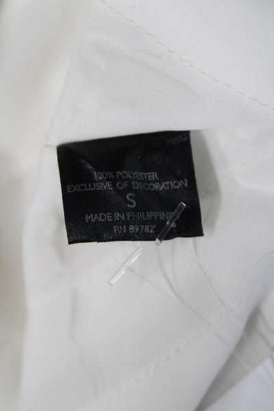 Josie Natori Women White Polyester Short Sleeve Round Neck Blouse Size S
