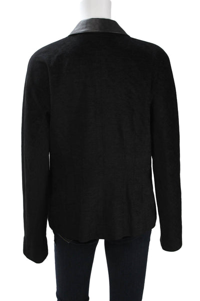 Linda Allard Ellen Tracy Women Black Collared Button Blazer Wool Blend Size 10