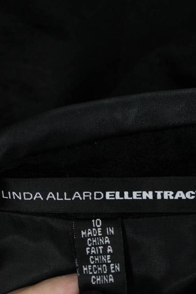 Linda Allard Ellen Tracy Women Black Collared Button Blazer Wool Blend Size 10