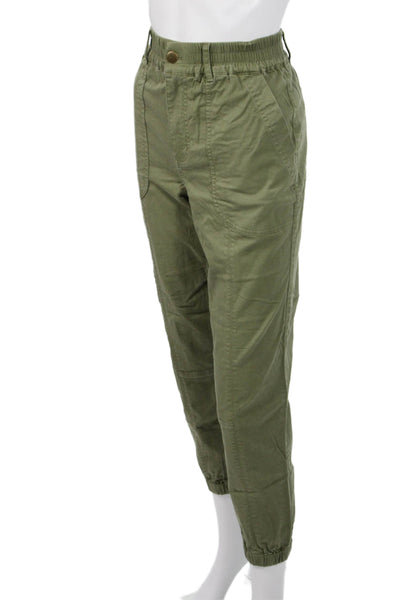 Michael Stars Women Cargo Jogger Pants Army Green Button Cotton Stretch Size XS