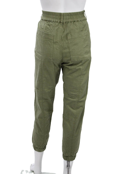 Michael Stars Women Cargo Jogger Pants Army Green Button Cotton Stretch Size XS