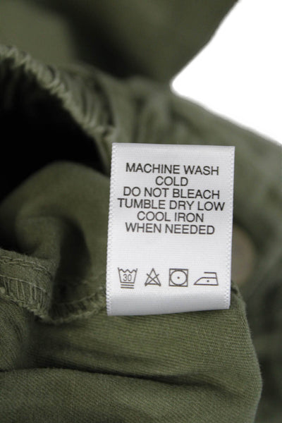 Michael Stars Women Cargo Jogger Pants Army Green Button Cotton Stretch Size XS