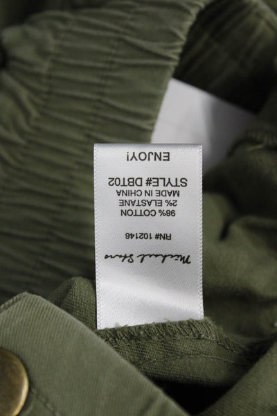 Michael Stars Women Cargo Jogger Pants Army Green Button Cotton Stretch Size XS