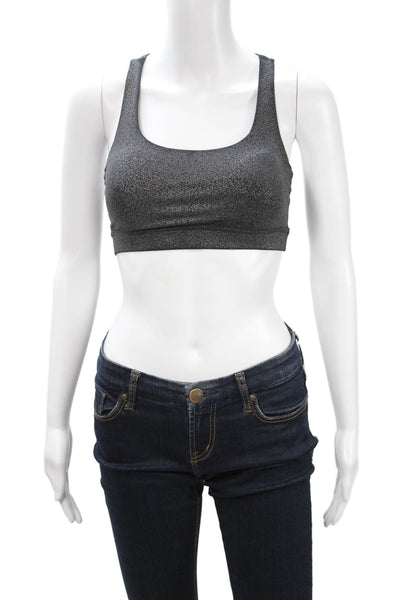 Lululemon Women Sports Bra Gray Spotted Nylon Sleeveless Round Neck Size 4