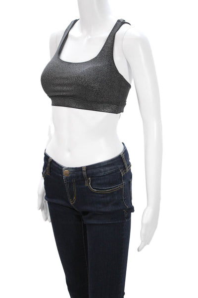 Lululemon Women Sports Bra Gray Spotted Nylon Sleeveless Round Neck Size 4