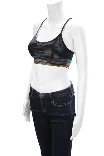 Koral Womens Sports Bra Black Sleeveless Round Neck Size XS