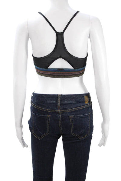 Koral Womens Sports Bra Black Sleeveless Round Neck Size XS