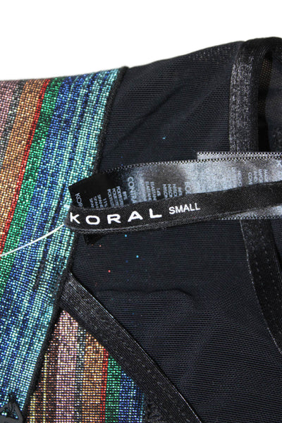 Koral Womens Sports Bra Black Sleeveless Round Neck Size XS