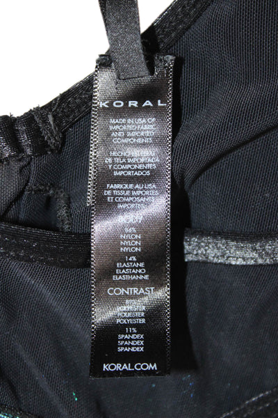 Koral Womens Sports Bra Black Sleeveless Round Neck Size XS