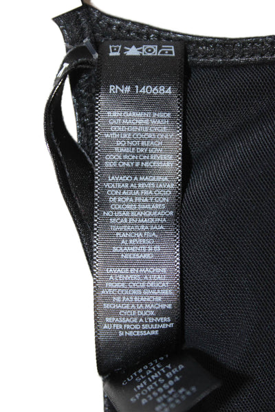 Koral Womens Sports Bra Black Sleeveless Round Neck Size XS