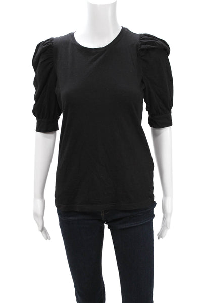 Joie Women Basic T-Shirt Black 100% Cotton Crew Neck 3/4 Sleeve Size XS