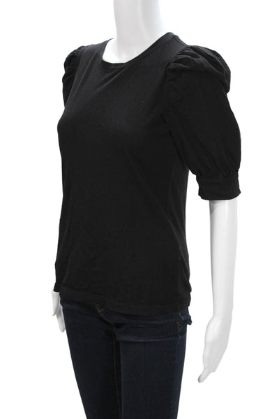 Joie Women Basic T-Shirt Black 100% Cotton Crew Neck 3/4 Sleeve Size XS