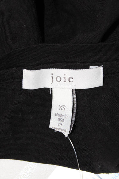 Joie Women Basic T-Shirt Black 100% Cotton Crew Neck 3/4 Sleeve Size XS