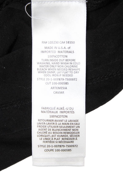 Joie Women Basic T-Shirt Black 100% Cotton Crew Neck 3/4 Sleeve Size XS